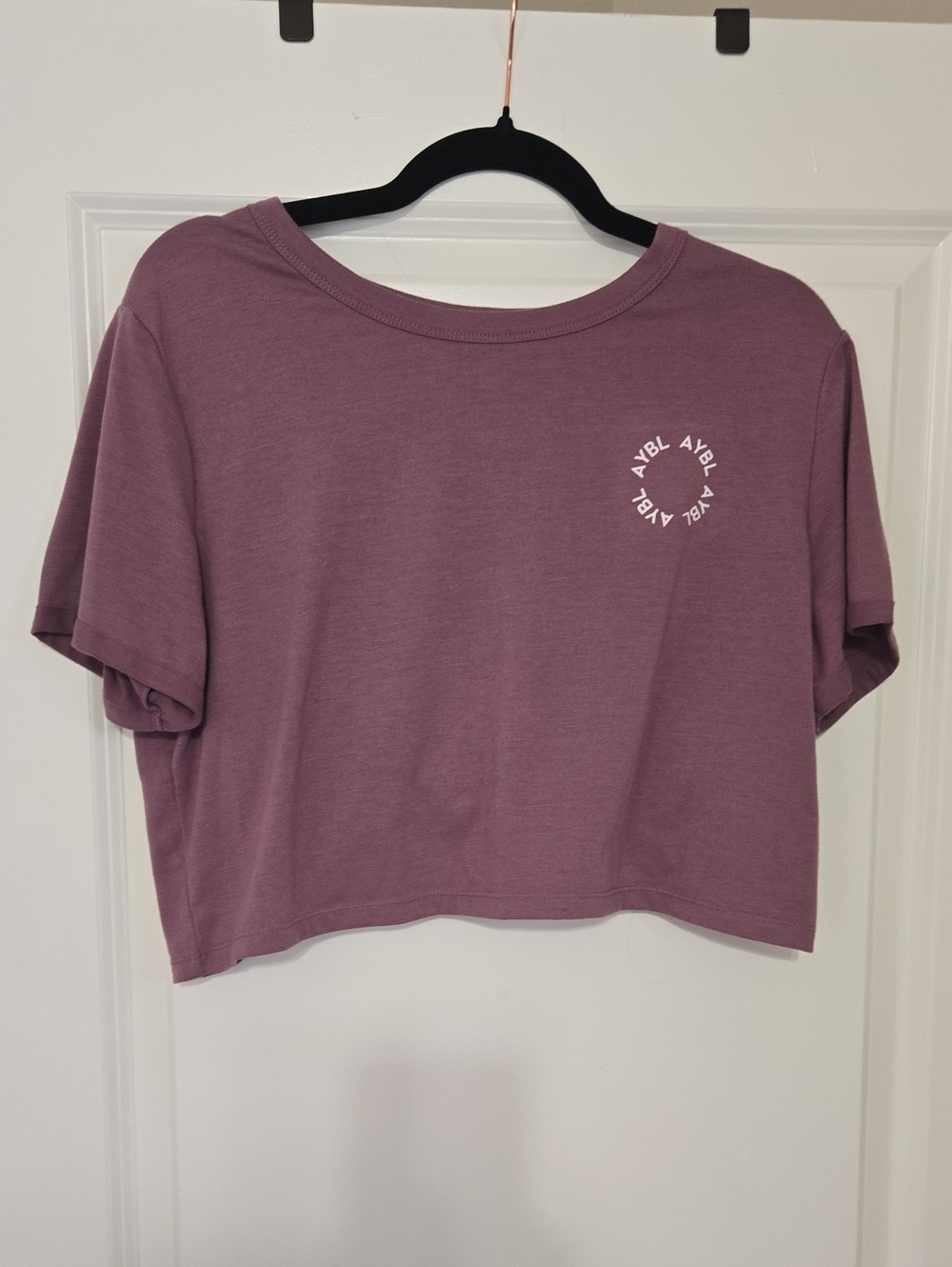 AYBL Mauve Cropped Tee with White Logo